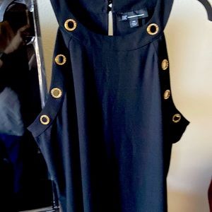 Halter Sleevless Gromets Gold, Black INC knit Top